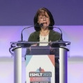 Photo of Kathy Grady announcing Research Grant winners at ISHLT2023