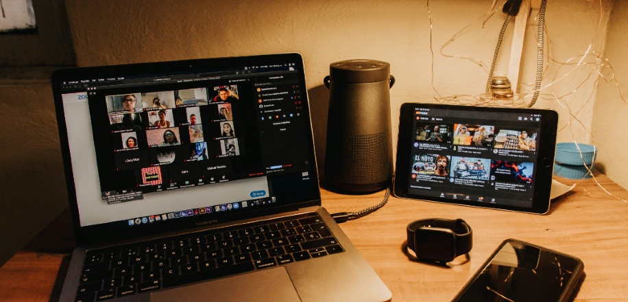 Photo of computer on zoom screen with participants