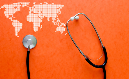 Image of stethoscope on a world map