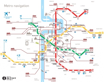 Map of the metro system in Prague