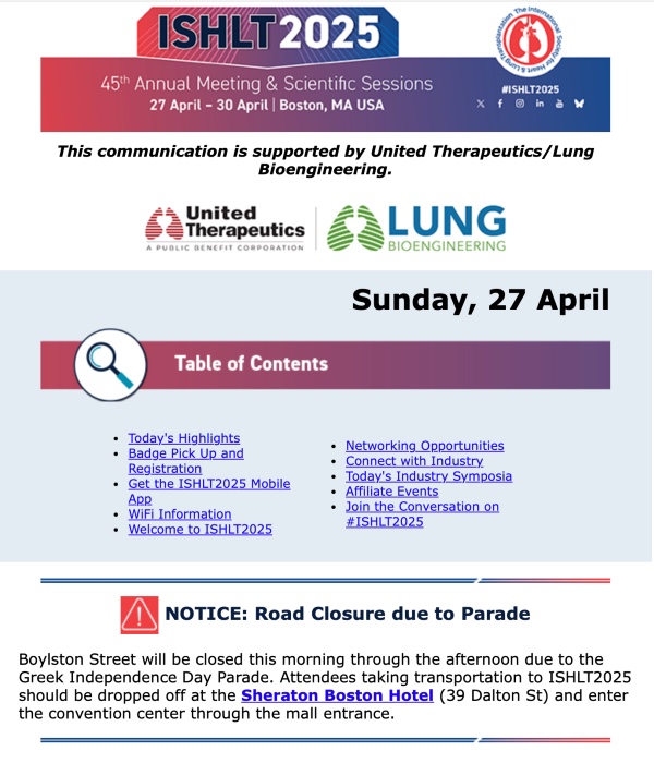 ISHLT2025 Show Daily Newsletter Emails