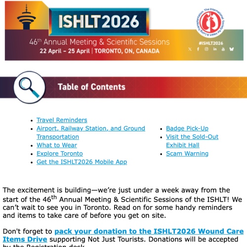 ISHLT2026 'Know Before You Go' Email