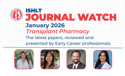 Headshots of contributors and the ISHLT Journal Watch logo