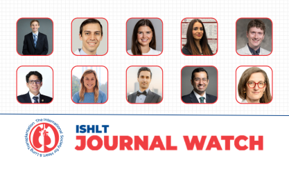 ISHLT Journal Watch logo and ten headshots of early career professionals
