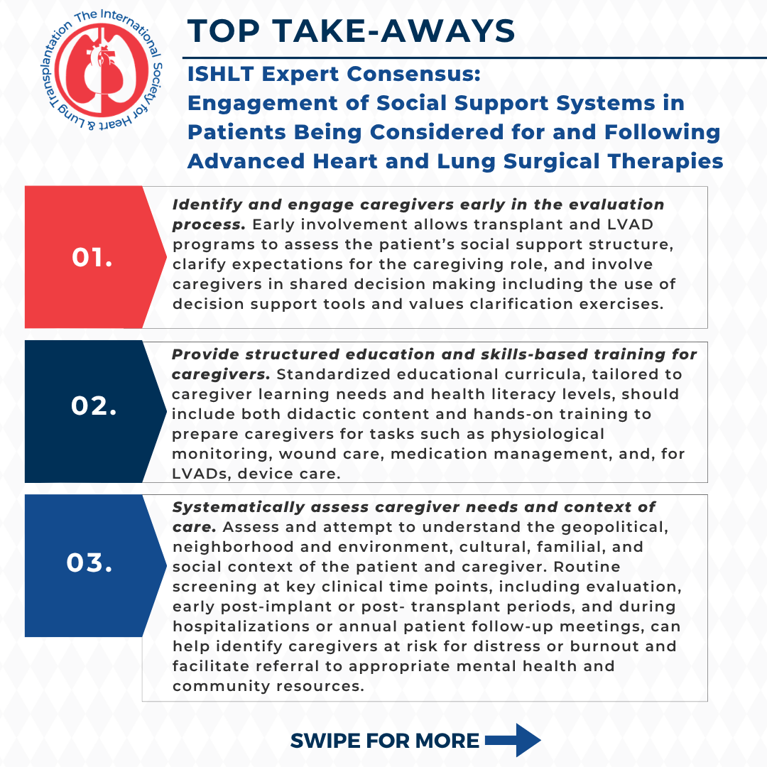 2026_ConsensusDocument_ISHLT_EngagementofSocialSupportServices_Takeaway2 Top Takeaways for Engagement of Social Support Systems in Patients Being Considered for and Following Advanced Heart and Lung Surgical Therapies: An ISHLT Expert Consensus Statement