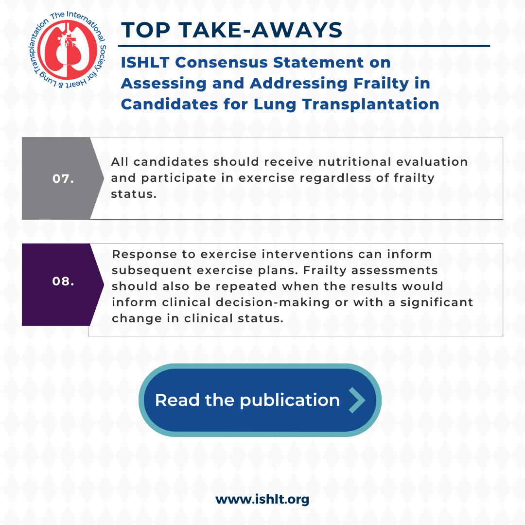 ISHLT Consensus Statement on Assessing and Addressing Frailty in Candidates for Lung Transplantation Top Takeaways