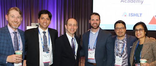 Six faculty from the ISHLT Academies smiling for the camera at ISHLT2023