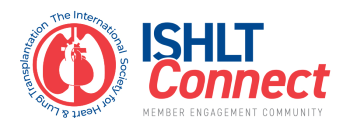ISHLTconnect logo. The seal of ISHLT appears on the left, and the text Member Engagement Community appears under the text ISHLTconnect.
